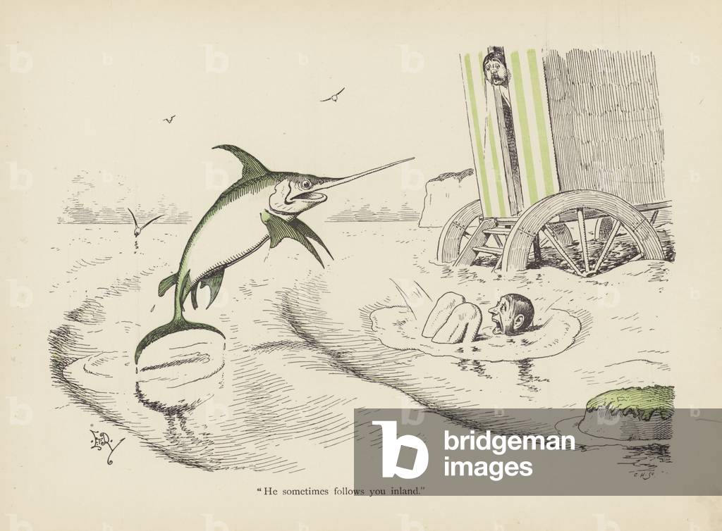 "Tails with a Twist: Il pesce spada (lito a colori)" 1801 di Edward Tennyson Reed