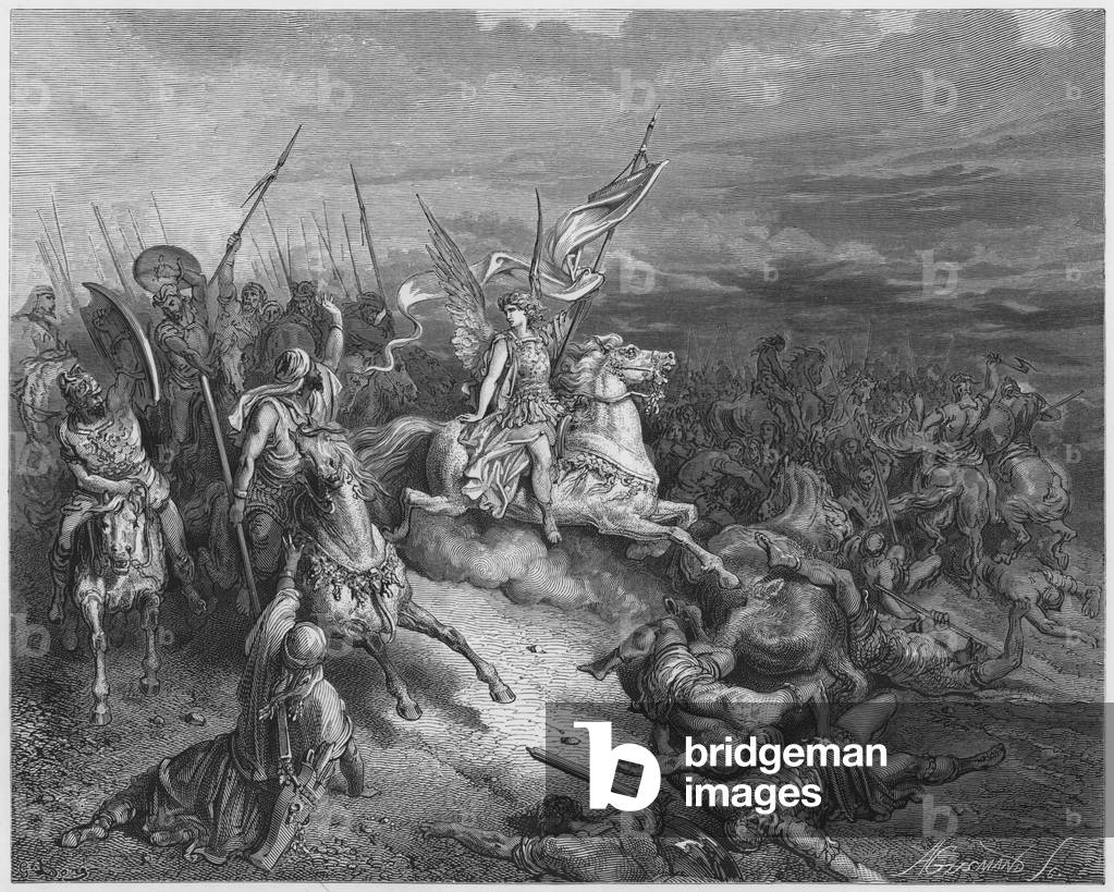 Gustave Dore Bibel: Der Engel geschickt, um Israel zu liefern (Gravur)