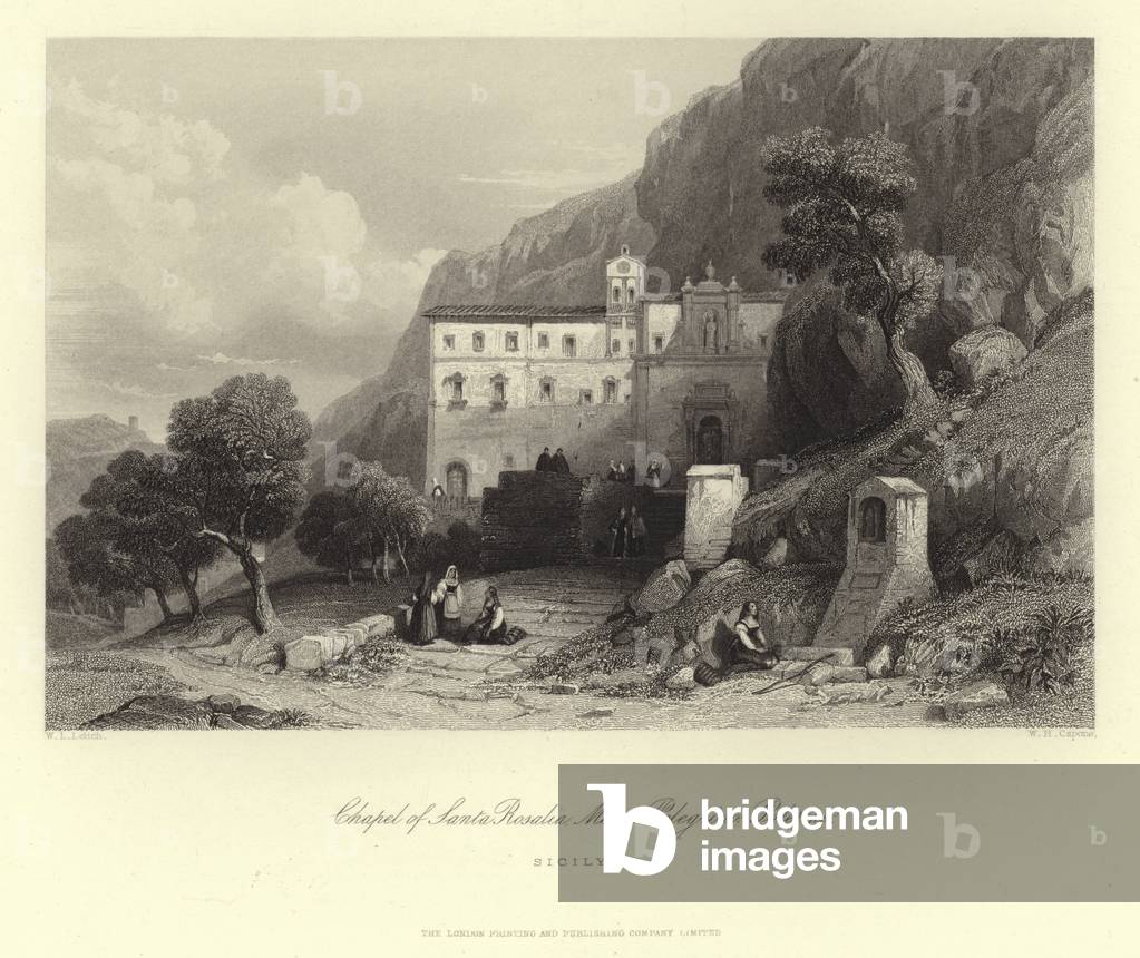 Chapel of Santa Rosalia, Monte Pelegrino, Palermo, Sicily, Italy (engraving)