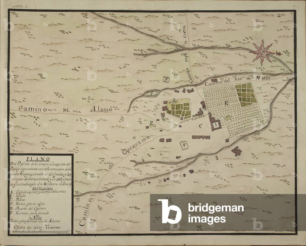 Plano del Presidio de la Limpa Concepcion del Pasage dependiente dela governacion de la Nueba Vizcaya, situado