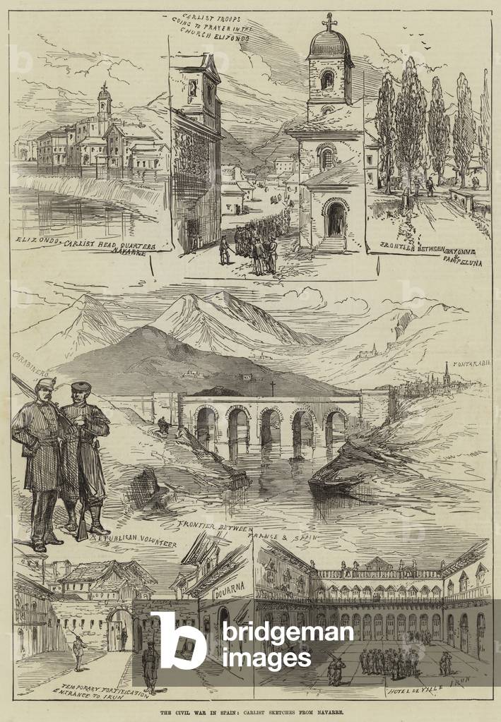 The Civil War in Spain, Carlist Sketches from Navarre (engraving)