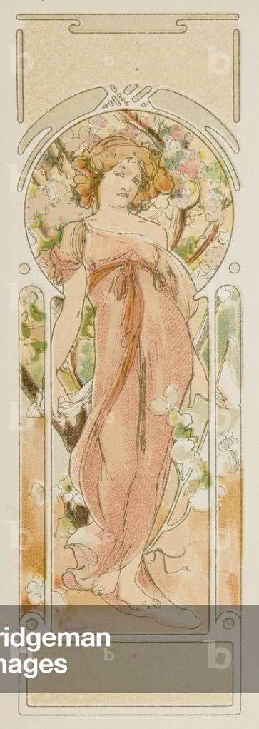 Printemps (couleur litho) par Alphonse Marie Mucha