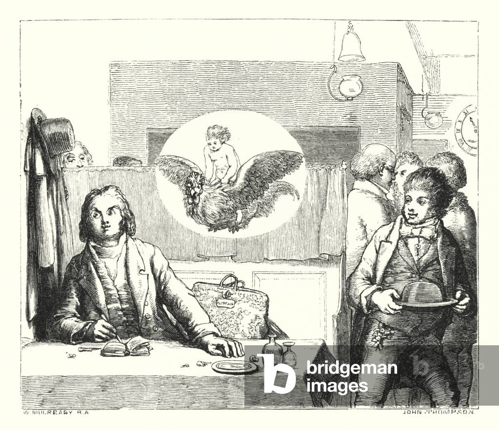 Will waterproof's lyrical monologue, made at the cock (engraving)