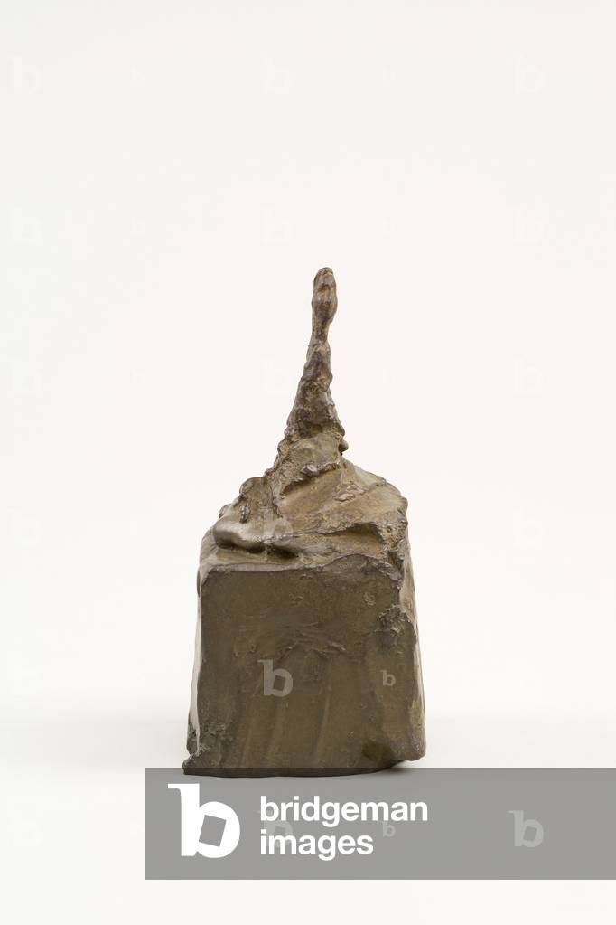 Bild von Skulptur "Kleine Büste auf einer Basis (Rol-Tanguy)" 1946 von Alberto Giacometti, b/w