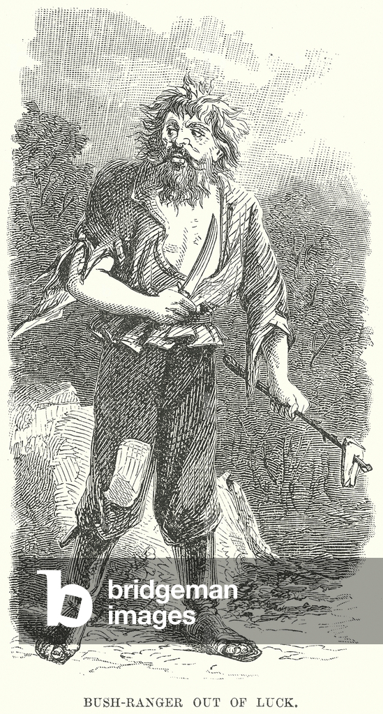 Image of Bush-Ranger Out of Luck (engraving) by English School, (19th ...