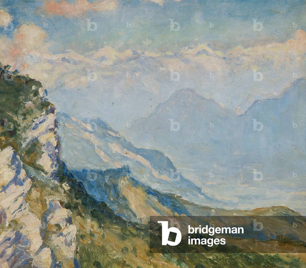 Vista da Campo dei Fiori, Varese, Italia, c.1925 (olio su legno)