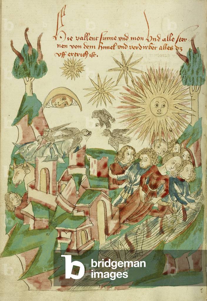 Das Ende der Welt Frau Ludwig XV 9 fol. 95v, 1469 (Tinte, Farbwäsche und Tempera auf Papier)