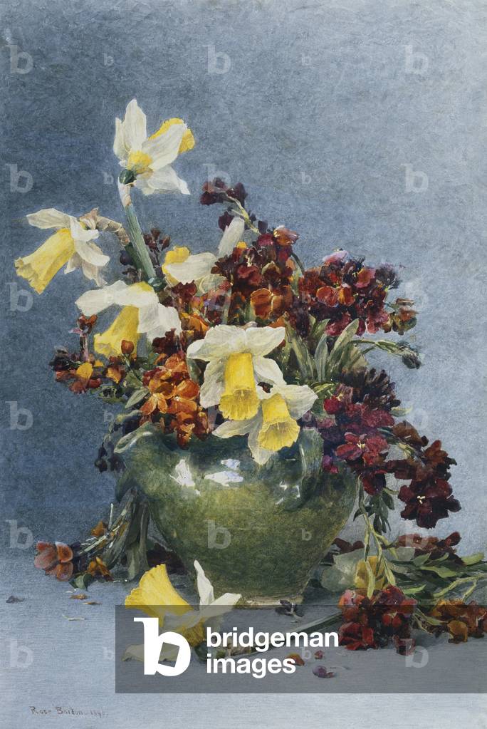 Narcisi e Wallflowers in Un Verde vaso, 1890 (acquerello)