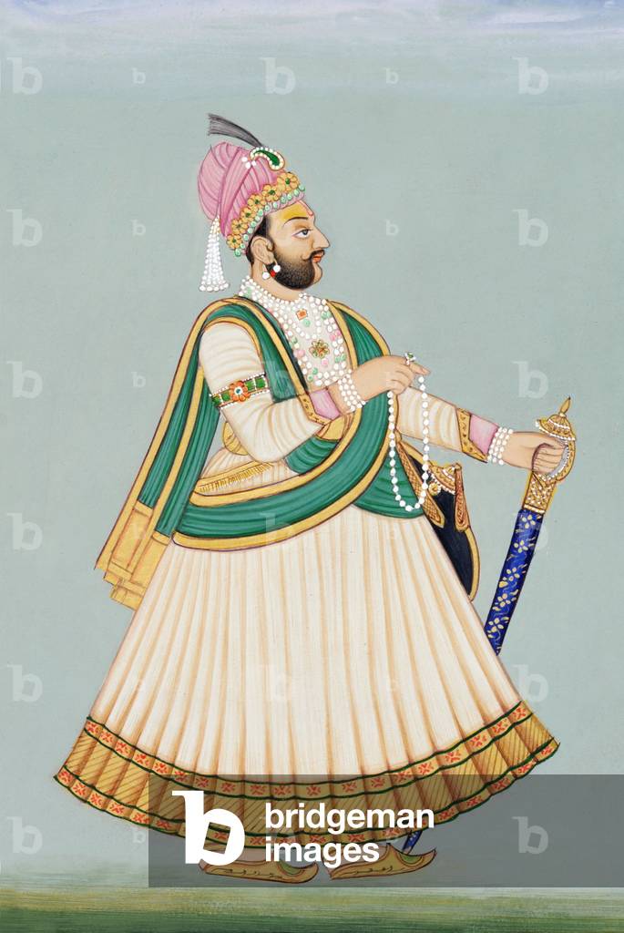 "Miniaturmalerei Maharaja Sawai Jagat Singh" von Indian School
