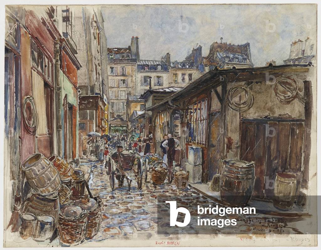 Bild von Zeichnung "Le Marché des Enfants Rouges" 1907 von Frederic Anatole Houbron