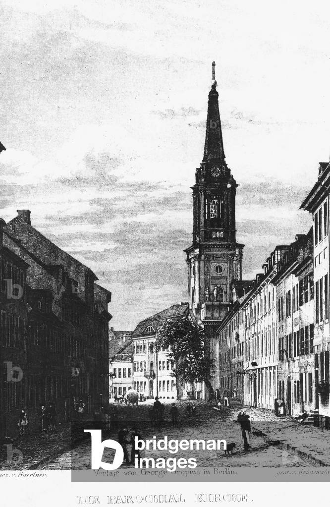 Die Parochialkirche in Berlin, 1828 (s/w-Foto)