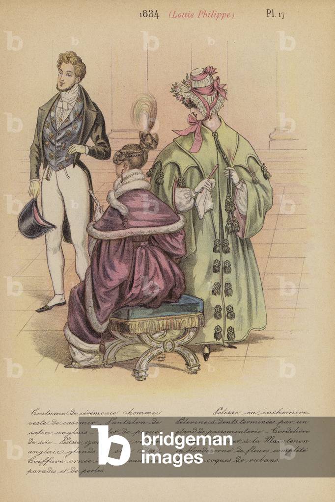 Moda francese: 1834, Louis-Philippe (litografia a colori)