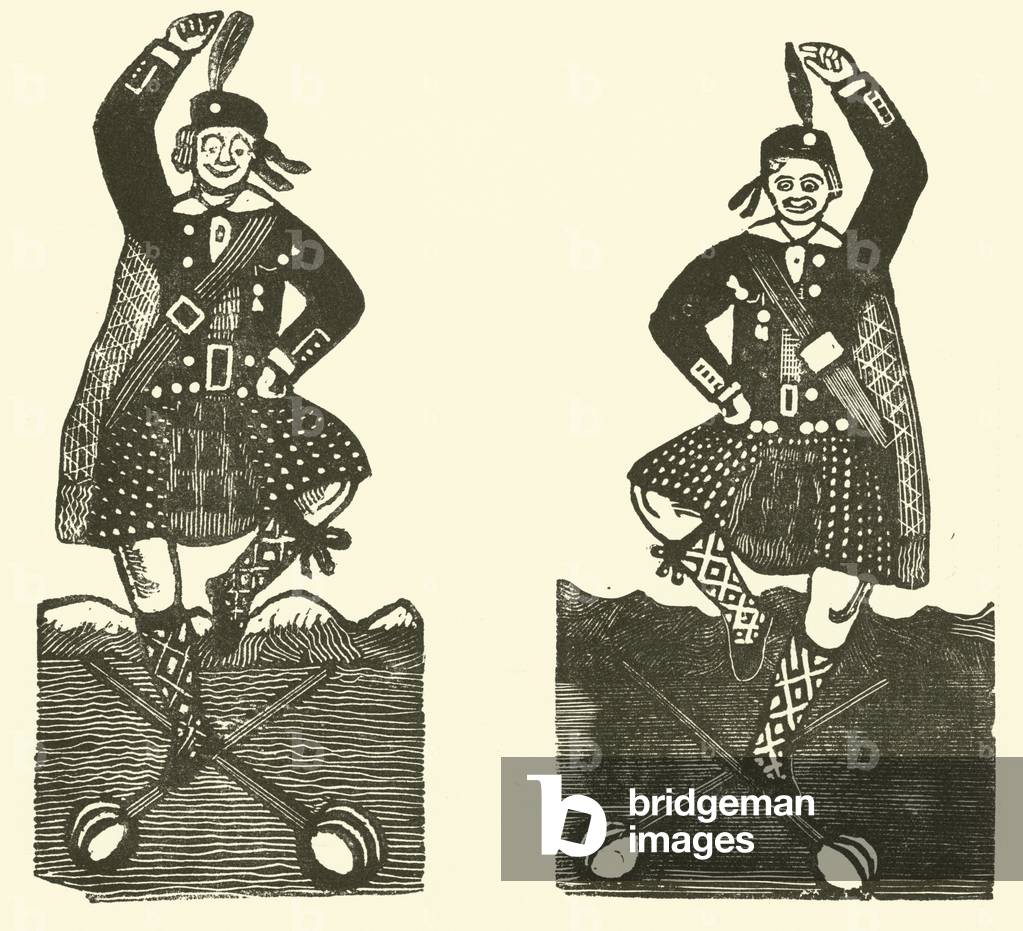 Immagine di Incisione "Ballerine delle Highland (xilografia)" 1886 di English School, b/w