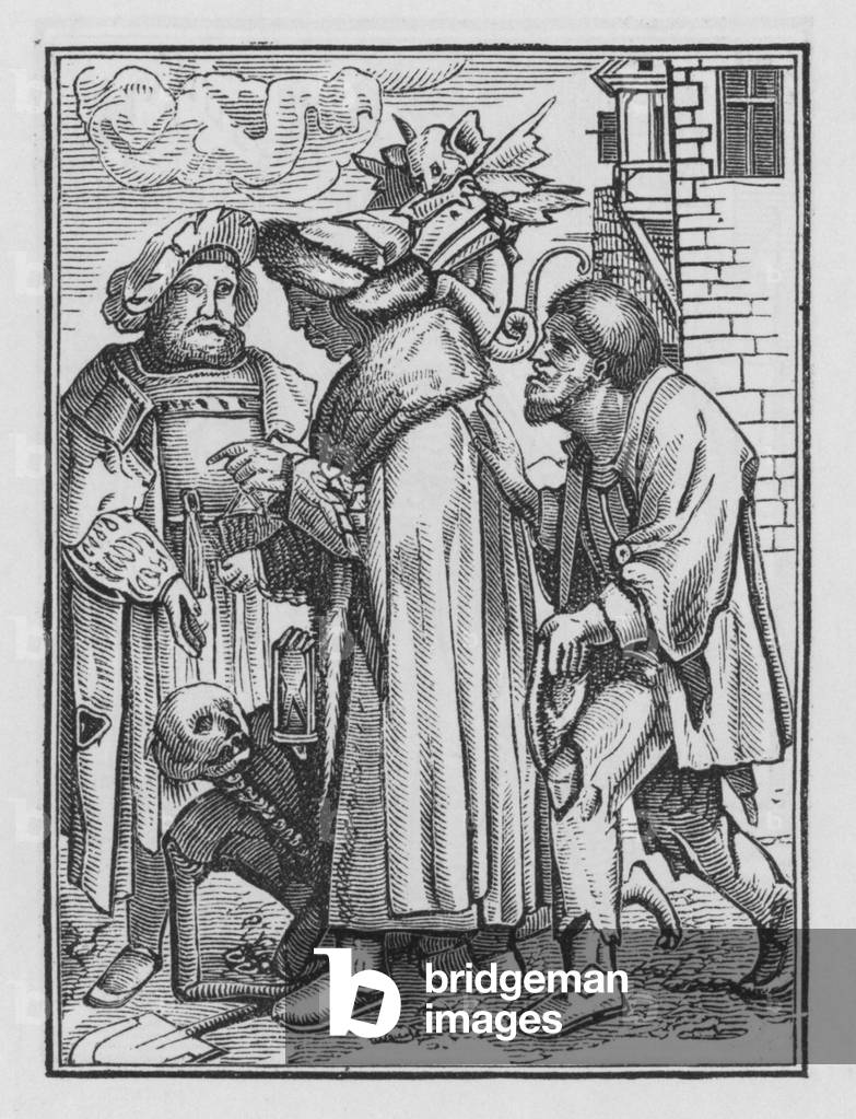 Holbeins Dance of Death: The Magistrate (engraving)