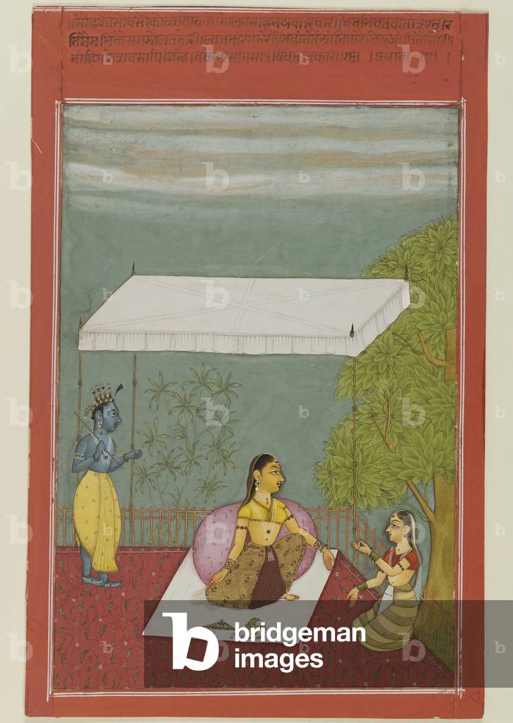 Nayika attende il suo amante, pagina da una serie che illustra il Rasikapriya di Keshavadasa, 1692 (opaco w/c 