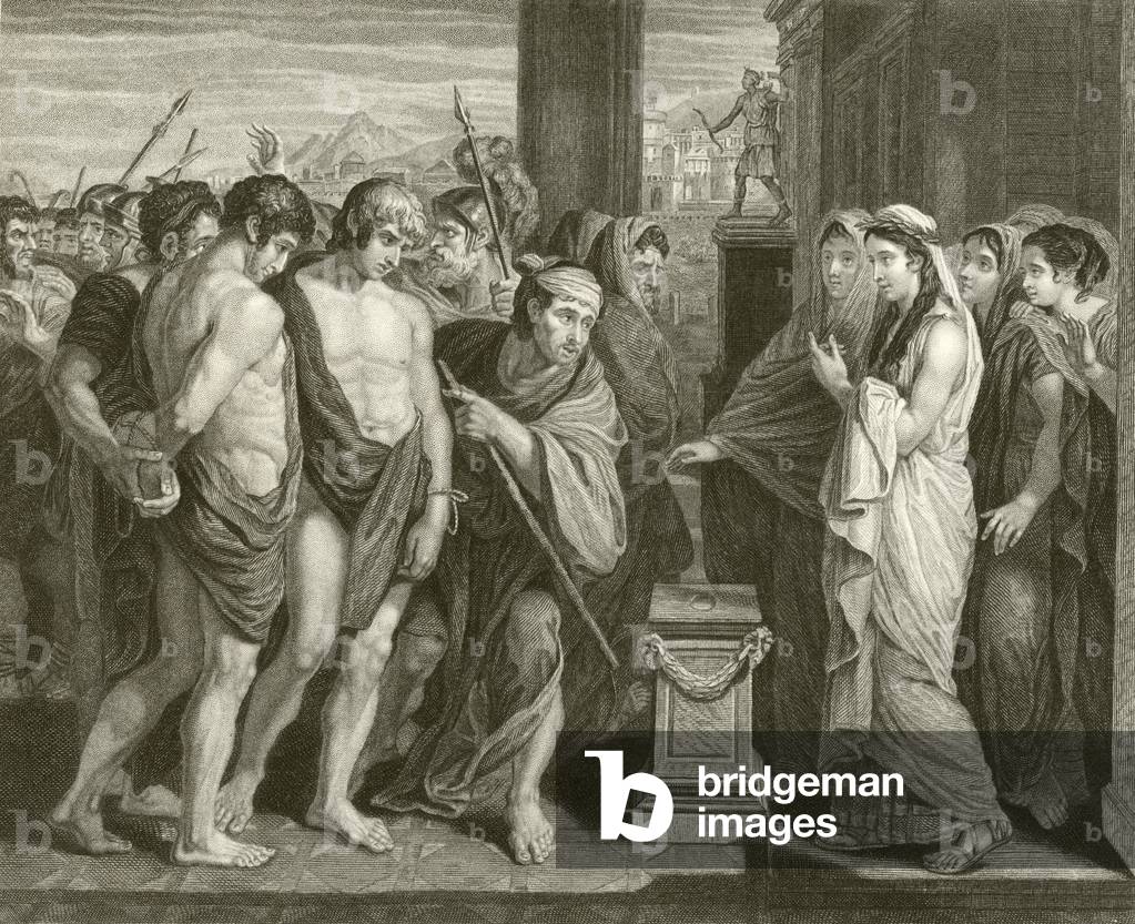 "Pyladen und Orestes (Gravur)" von Benjamin West, b/w