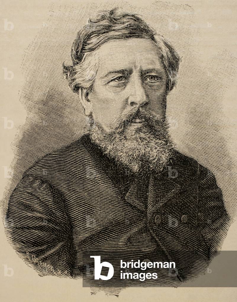 "Wilhelm Liebknecht (1826-1900). Socialdemocratico tedesco. Fondatore della SPD. Incisione", b/w
