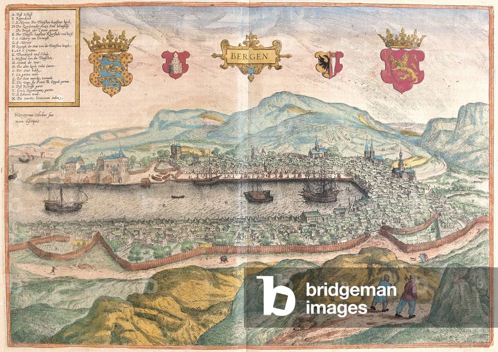 Bergen, Norvegia - in Civitates Orbis Terrarum di Georg Braun, Cologne 1617