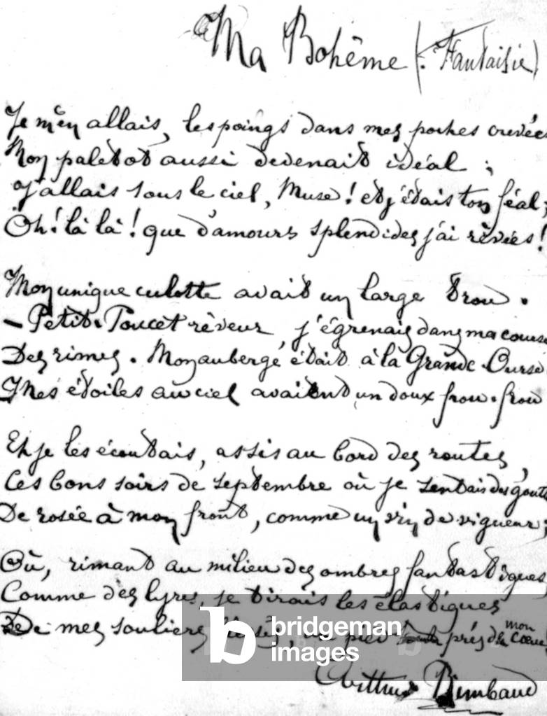 Image of Ma boheme (my bohemian lifestyle) , Poem by Arthur Rimbaud