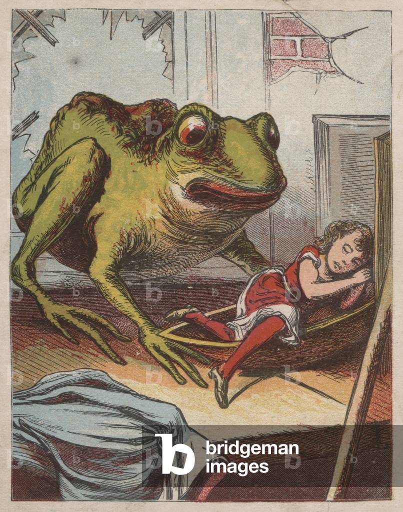 "Frosch und schlafendes Mädchen (Farbe litho)" 1801 von American School