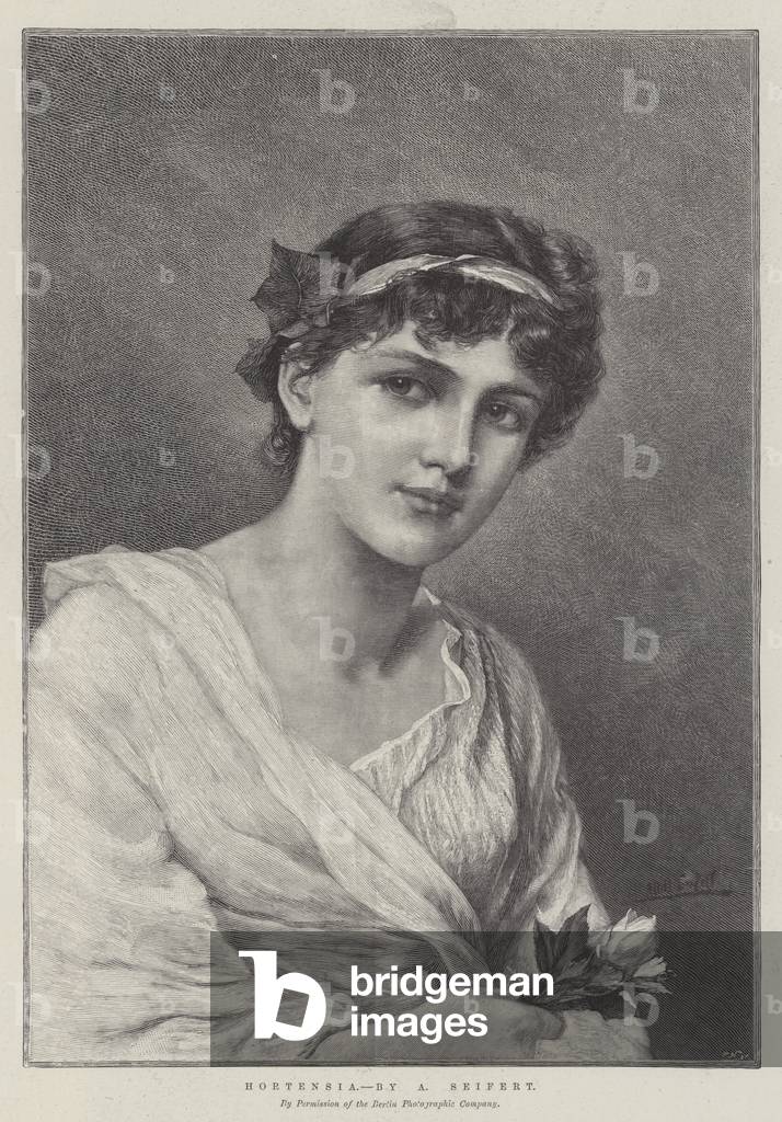 "Hortensia (Gravur)" 1898 von Alfred Seifert, b/w