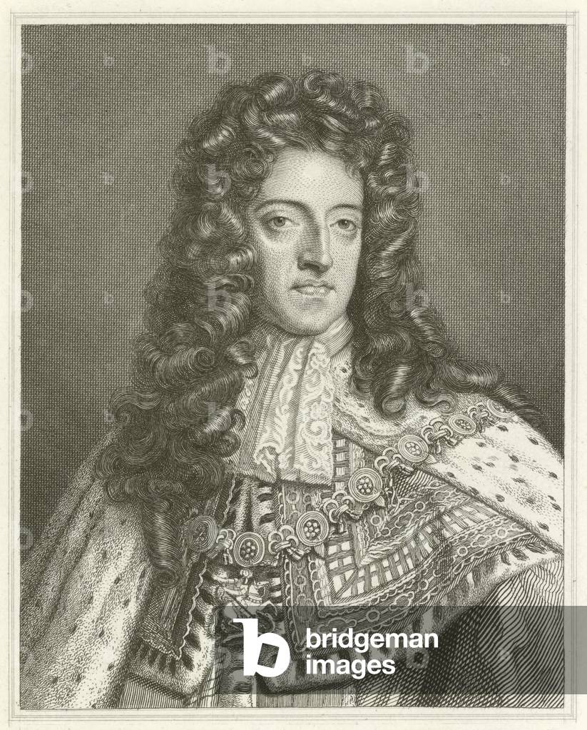 Roi William III (gravure) par English School, b/w