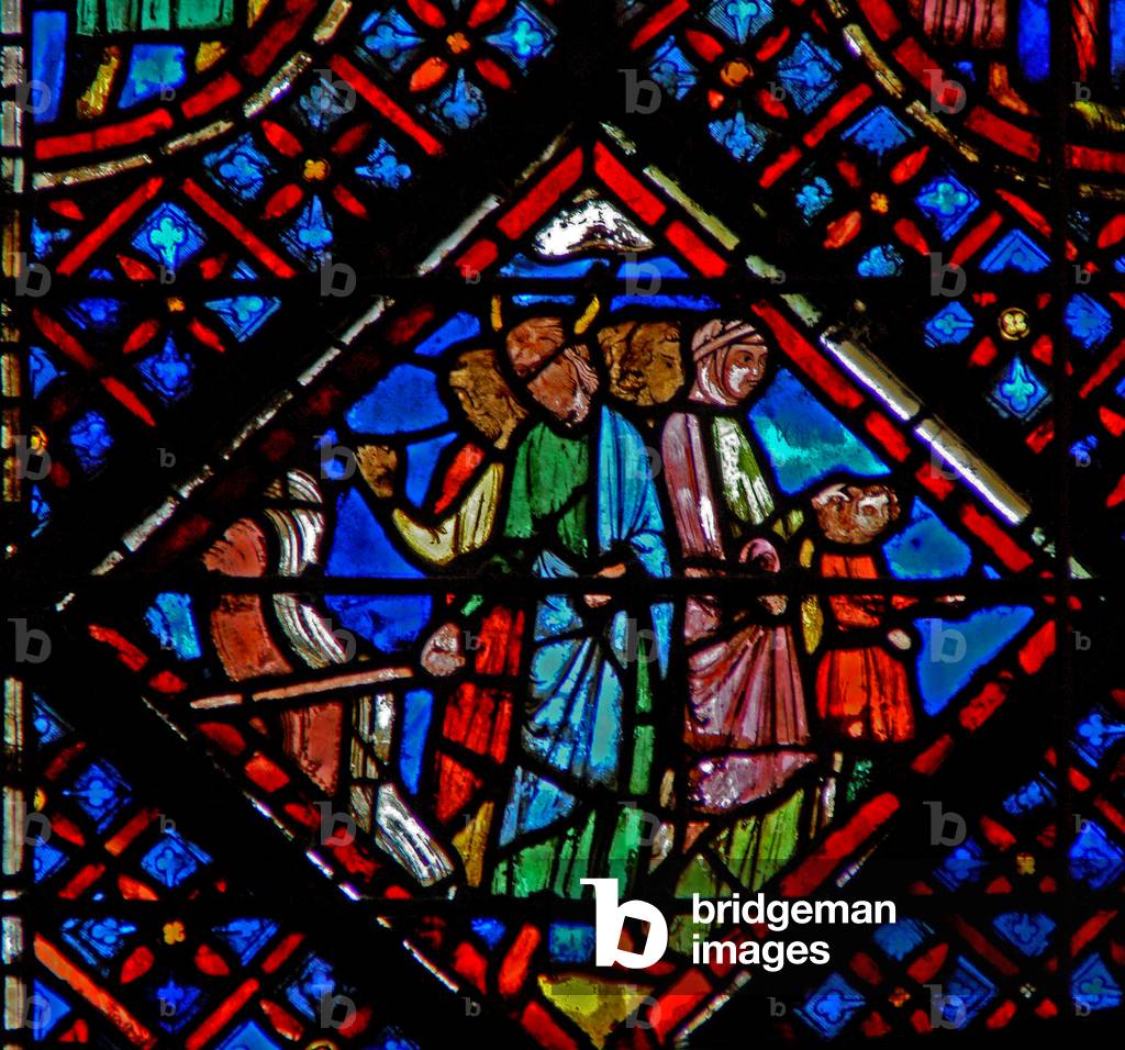 Window w2  Moses closes the passage through the sea Ex XIV 27 (stained glass) 1246-48 by French Artist