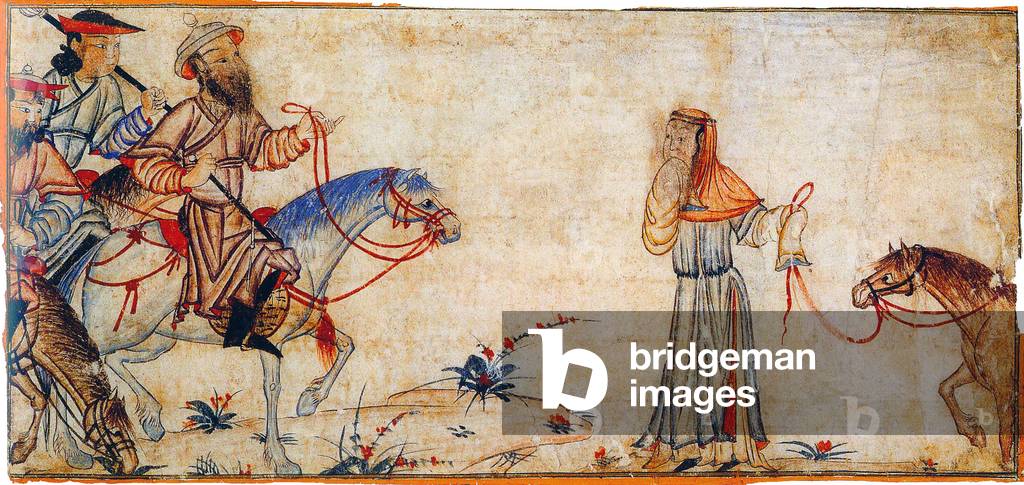 Iran / Persia: A Mongol ruler listens to a woman's complaint. Rashid al-Din