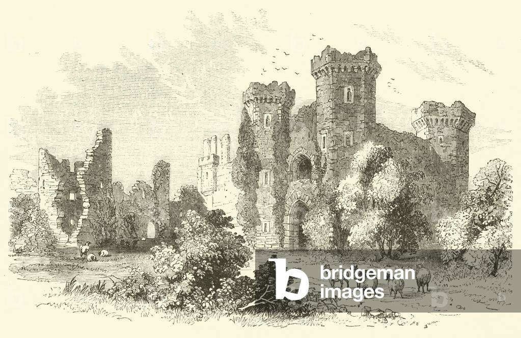 "Burg Raglan (Gravur)" von English School, b/w
