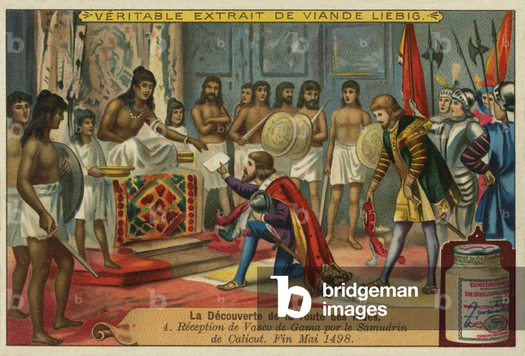 Bild von Druck "Vasco Da Gama wird von den Zamorin begrüßt" von French School