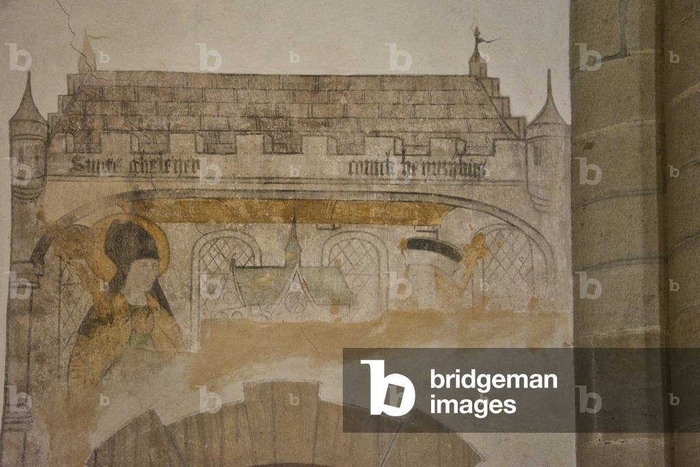 Grote Kerk, Kirche Unserer Lieben Frau in Dordrecht, Fresko von St. Geleyen und König Heynrikus (15. Jahrhunde