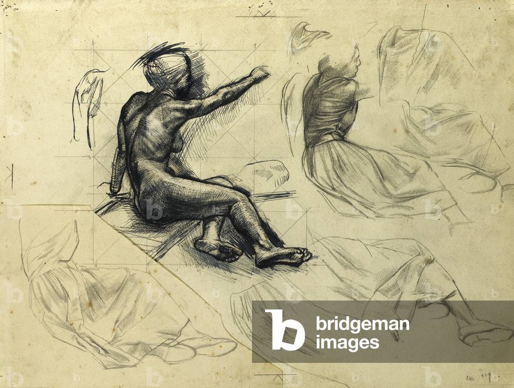 Study of a model (clothed and nude), December 1929 (pencil & ink on paper)