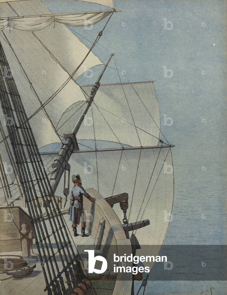 Napoleone Bonaparte sul ponte di una nave (colore lito)