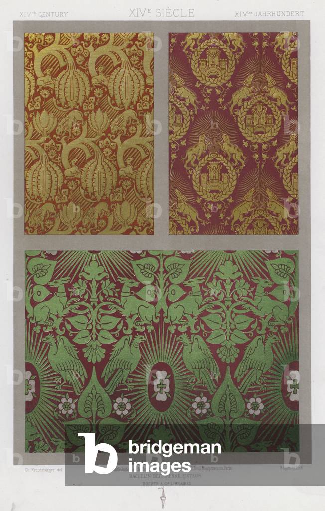 L'Ornement Des Tissus: XIV. Jahrhundert, XIVe Siecle, XIVtes Jahrhundert (Farbe litho)