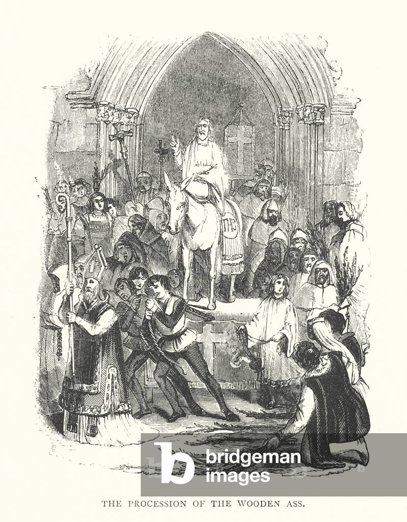 The Procession of the Wooden Ass (engraving) by English Artist