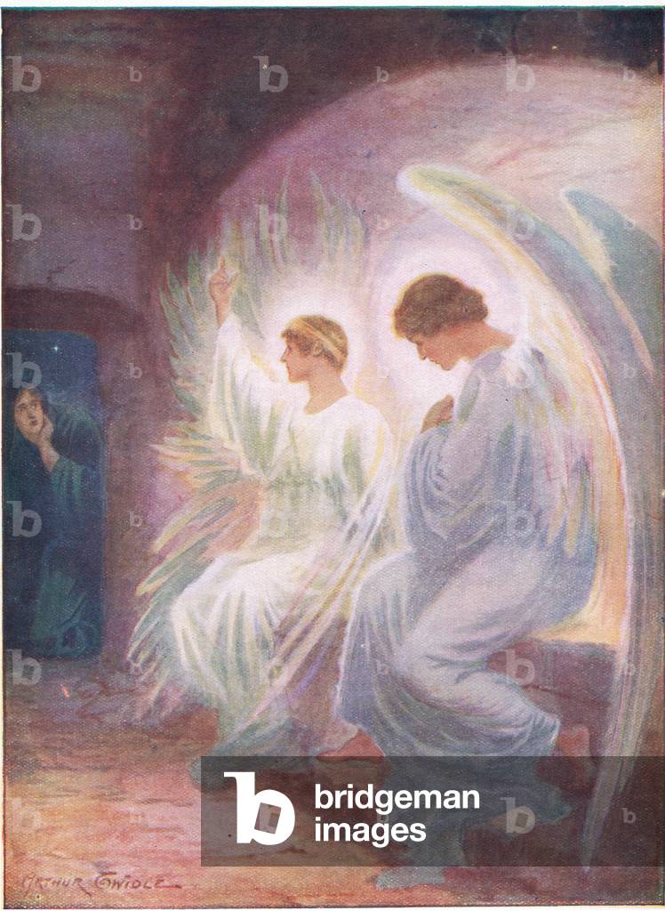 Mary at the tomb (colour litho) by Arthur Twidle