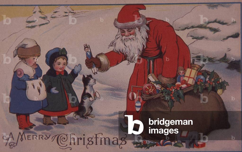 "Cartolina natalizia con Babbo Natale" 1900 di American School