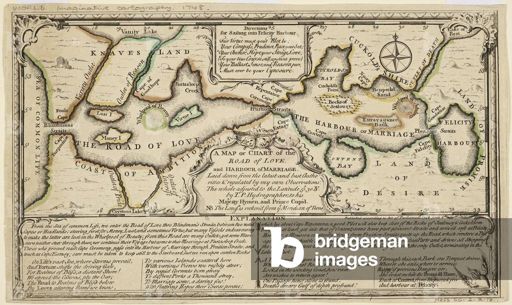 "Una mappa o una carta della strada dell'amore e del porto del matrimonio di T.P. Idrografo"