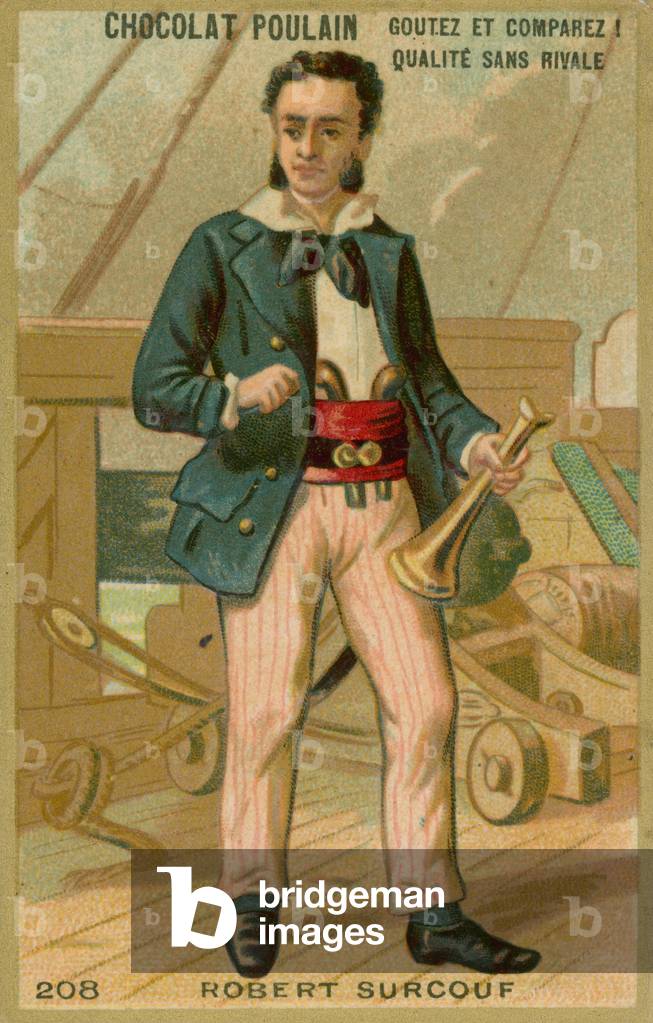 "Robert Surcouf (cromolito)" 1801 di French School