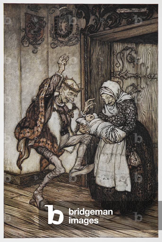 "Illustrazione da Briar Rose di un anziano re e regina e il loro bambino." di Arthur Rackham