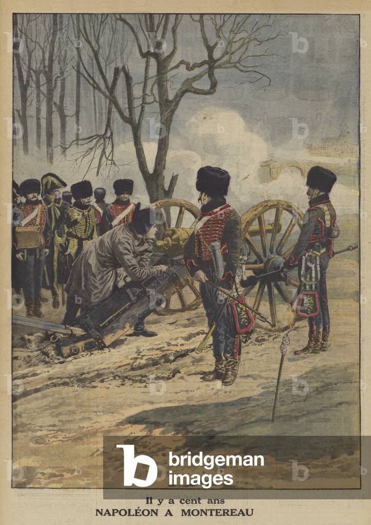 Napoleon at the Battle of Montereau (colour litho)