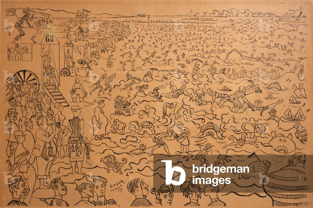 Immagine di Disegno "Il bagno di Ostenda" 1891 di James Ensor