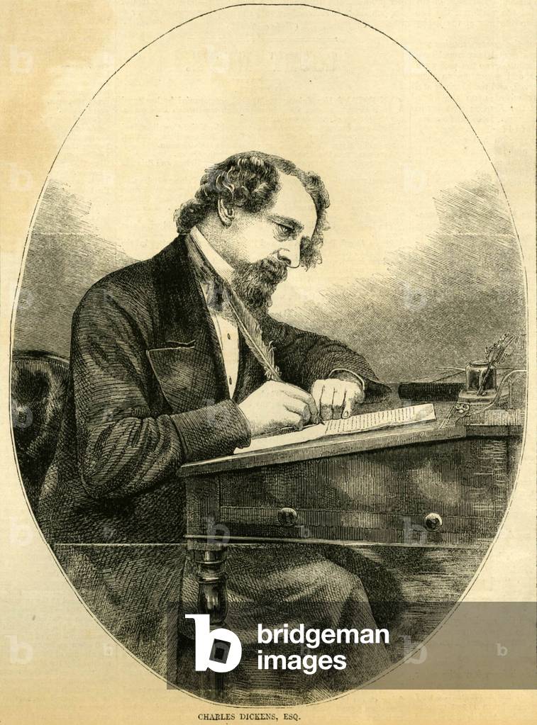 Charles Dickens Magazine Plate, b/w