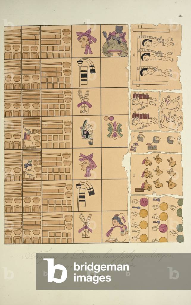 Immagine di Incisione "Frammenti di dipinti geroglifici aztechi dalla Biblioteca Reale di Berlino" 1813 di Fre