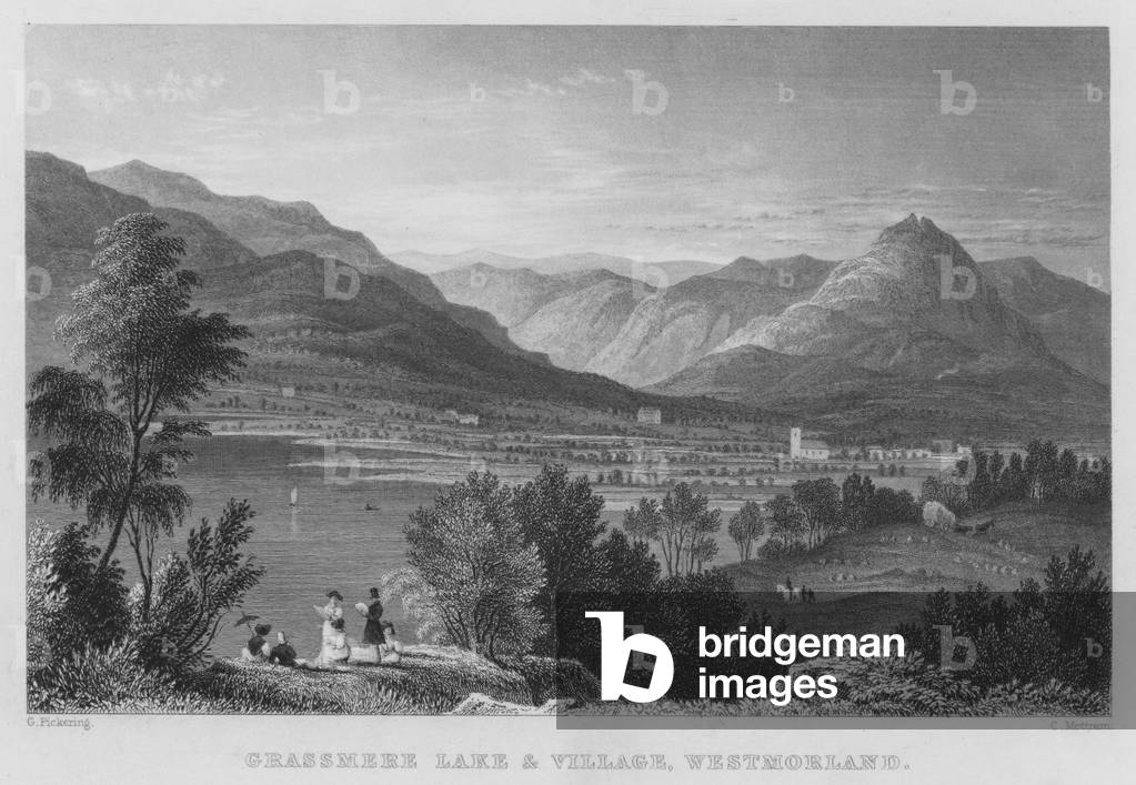 Grassmere Lake and Village, Westmorland (engraving)