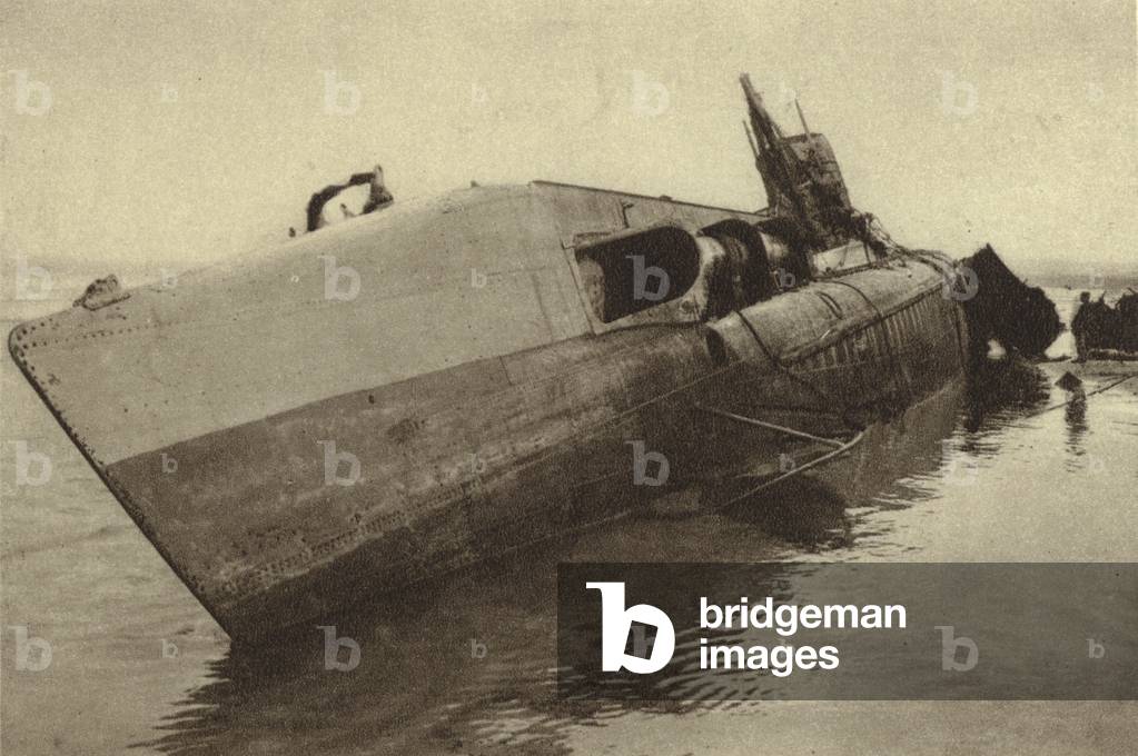 Image of German minelaying Uboat UC61, scuttled by her crew after