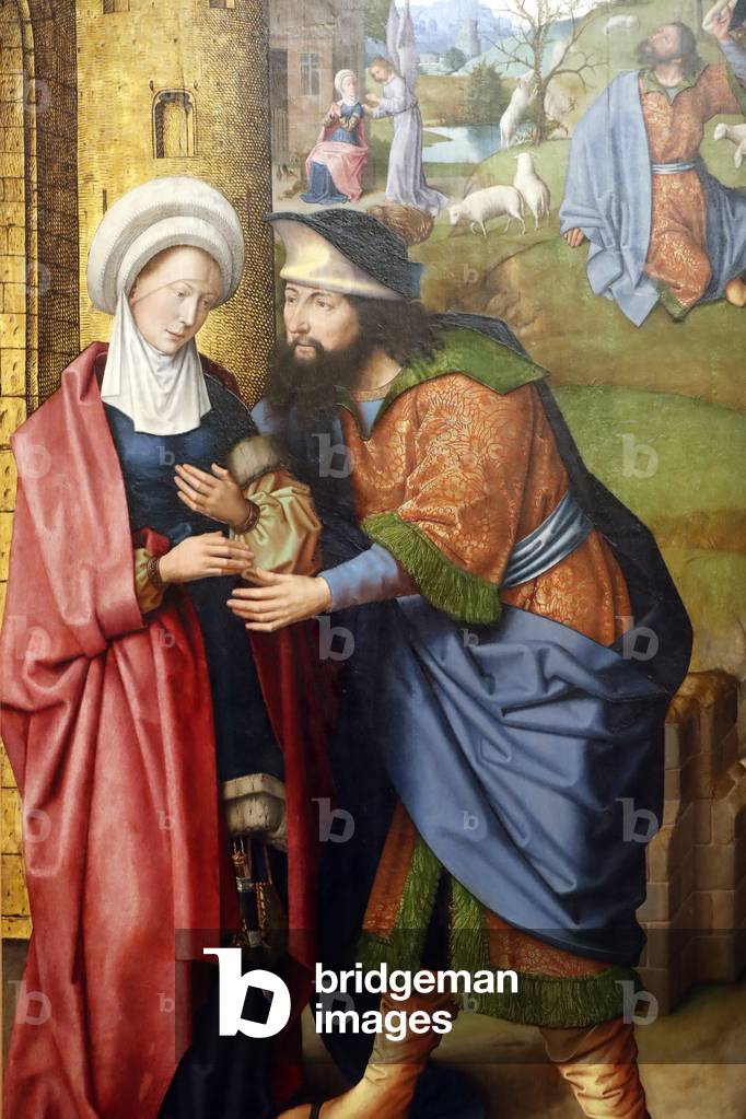 Image of Painting depicting Evora Museum. Master of the Evora altarpiece. The meeting of Joachim and Anna befo