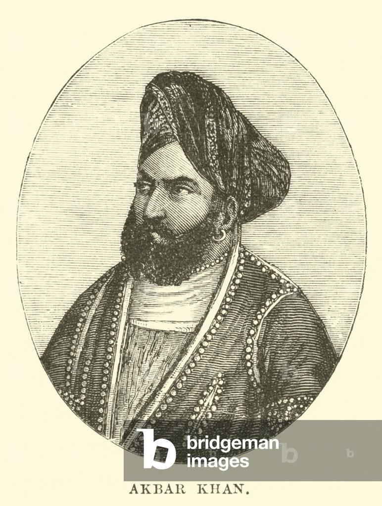 "Akbar Khan (incisione)" di English School, b/w