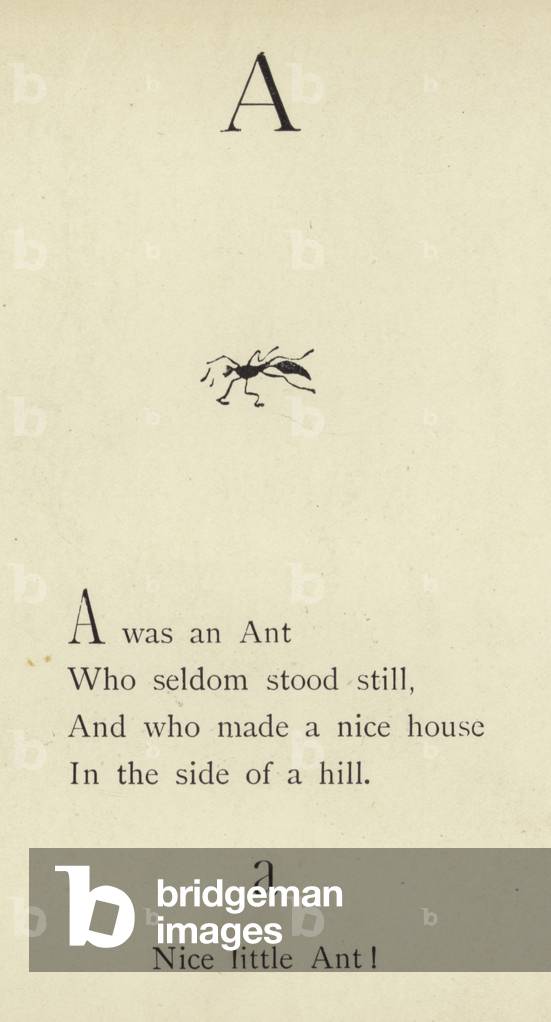 The letter A (engraving) by Edward Lear, b/w