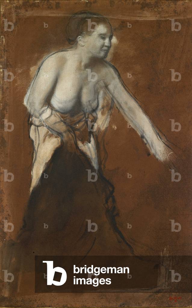 Frau wäscht sich, ca. 1866-68 (Öl auf Karton)